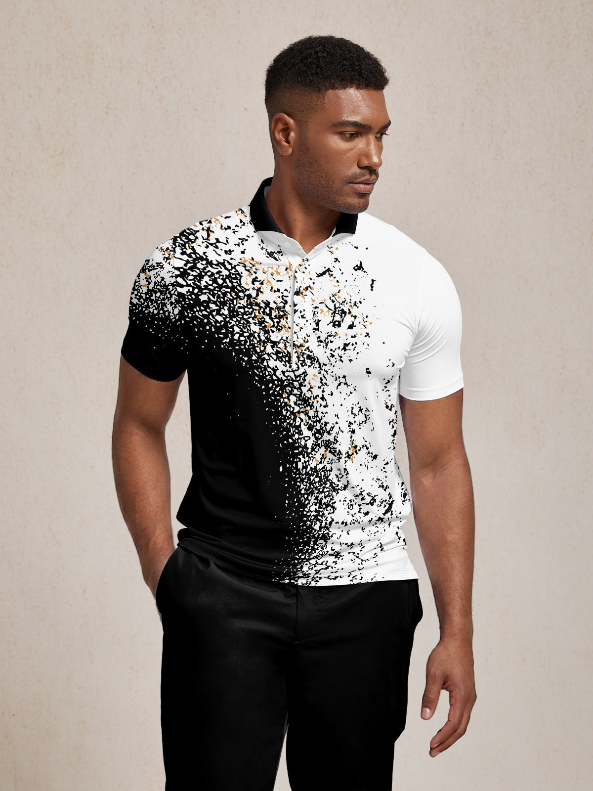 Inked Skins Polo para Hombre con Cuello Acanalado UPF50+
