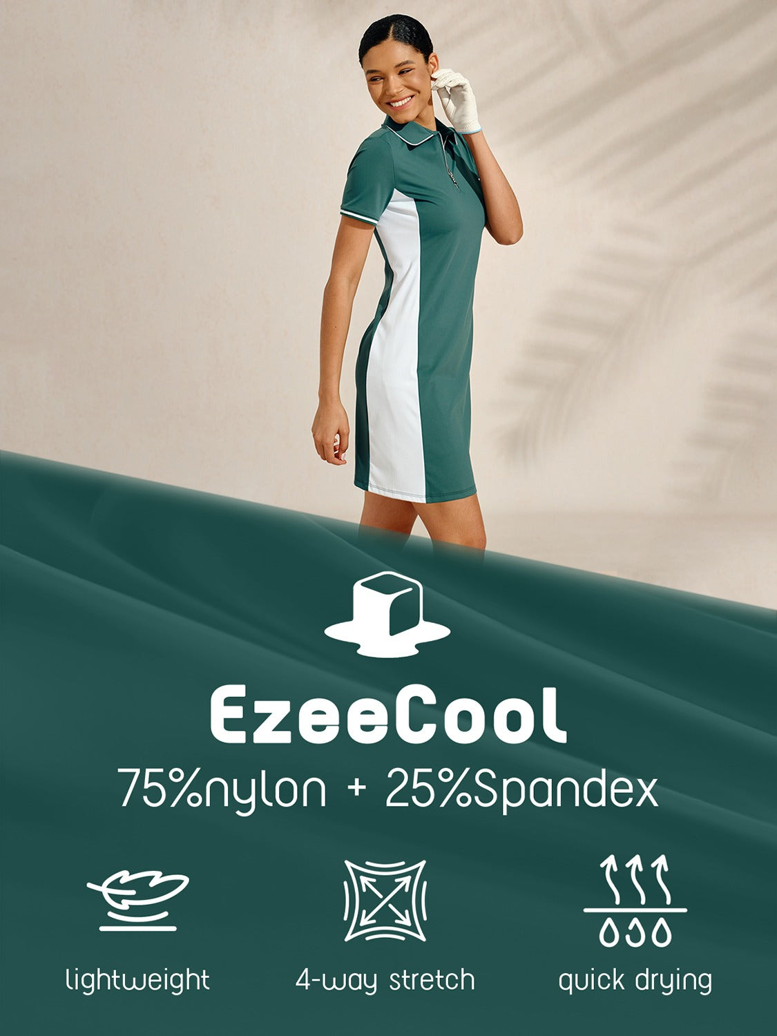 Navycore jurk met korte mouwen, kleurblok en afwerking, 36,5 inch, UPF50+