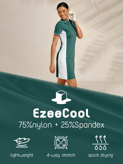 Navycore jurk met korte mouwen, kleurblok en afwerking, 36,5 inch, UPF50+