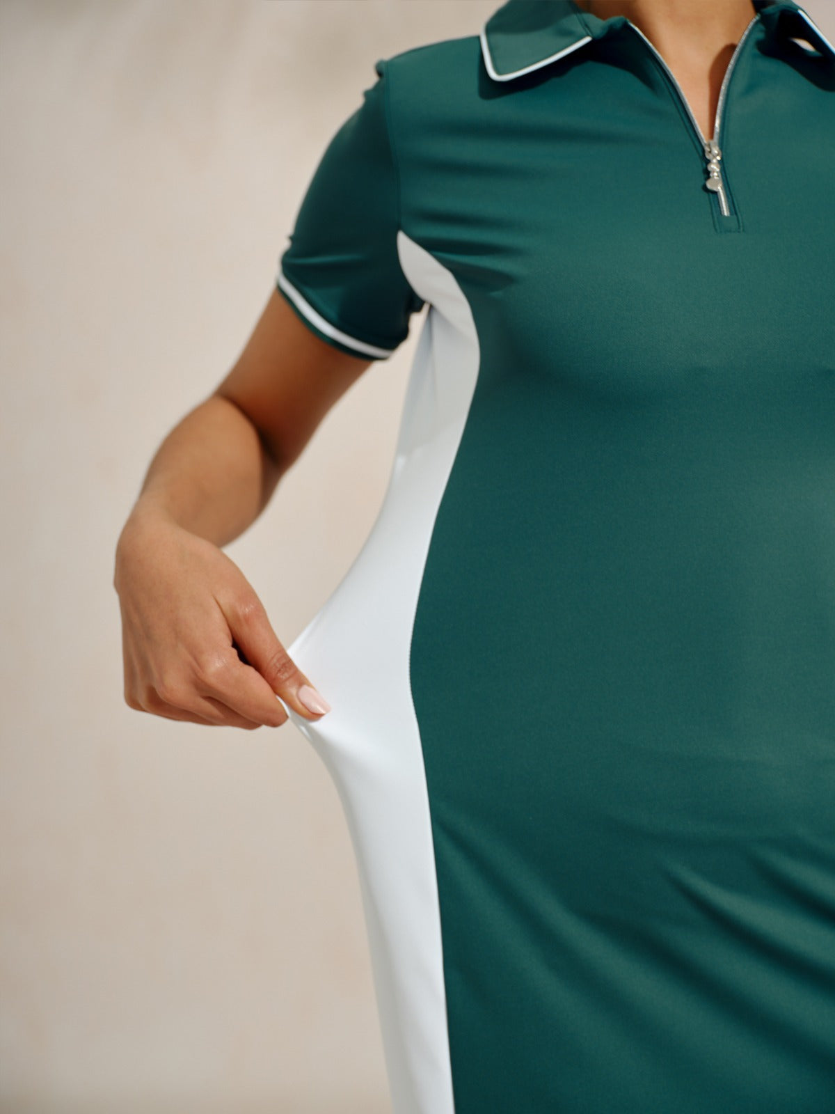 Navycore jurk met korte mouwen, kleurblok en afwerking, 36,5 inch, UPF50+