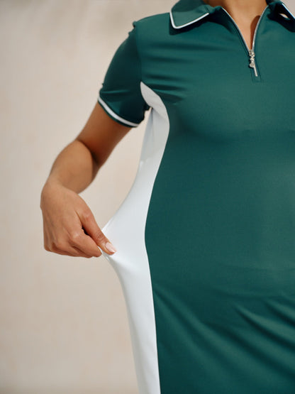 Navycore jurk met korte mouwen, kleurblok en afwerking, 36,5 inch, UPF50+