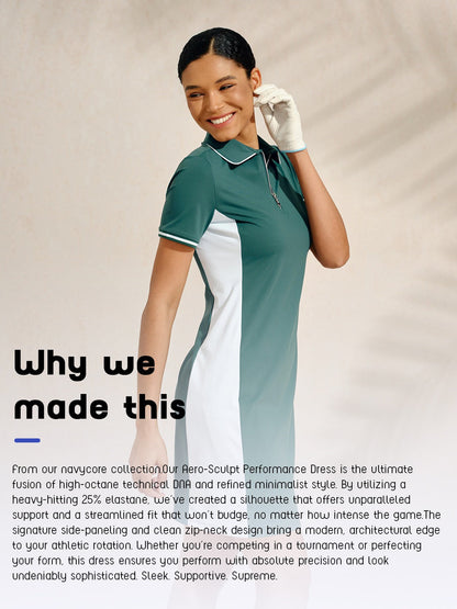 Navycore jurk met korte mouwen, kleurblok en afwerking, 36,5 inch, UPF50+