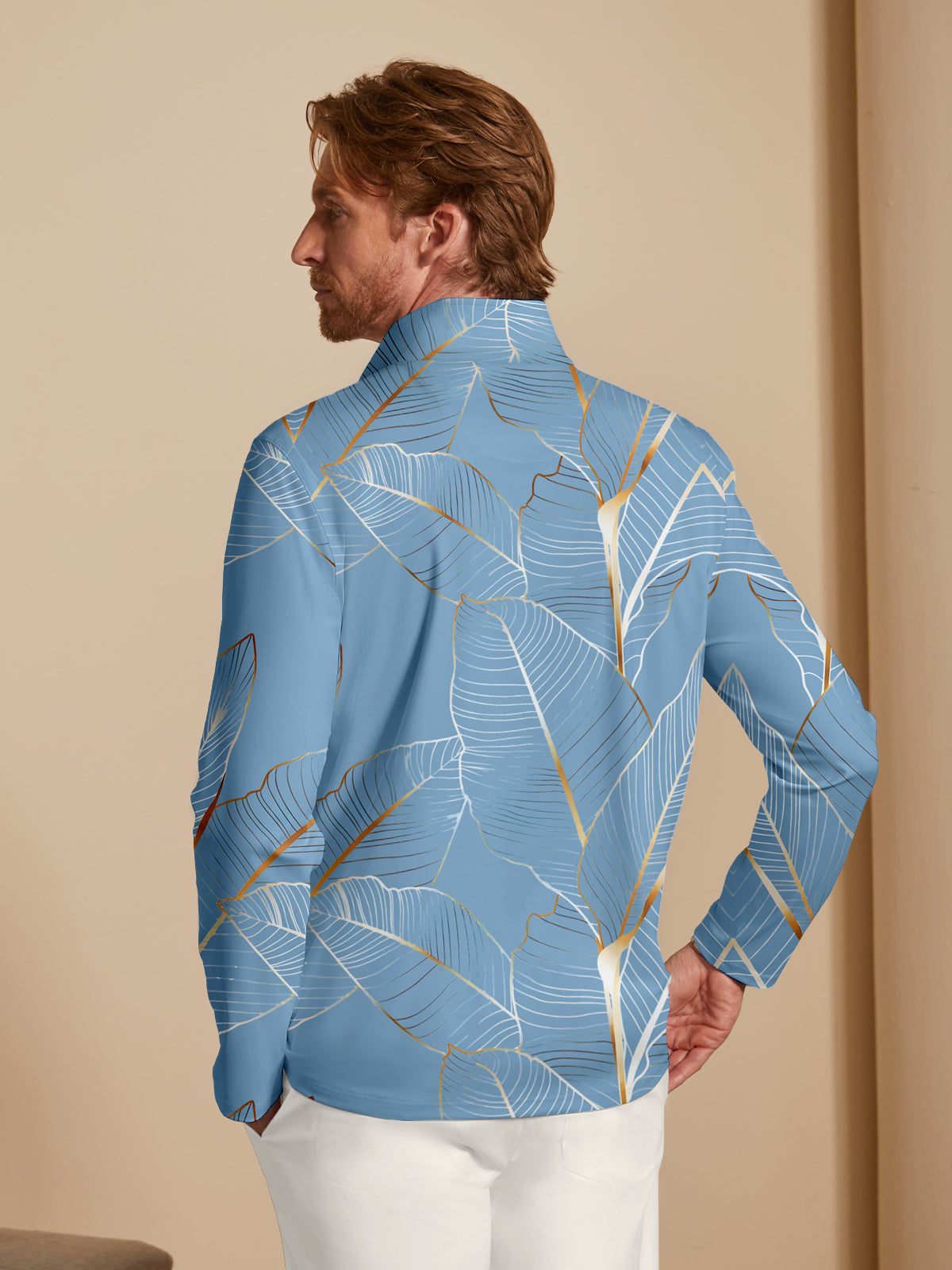 Hyped-up Tropical Men's Golf Shirt Quarterzip UPF50+
