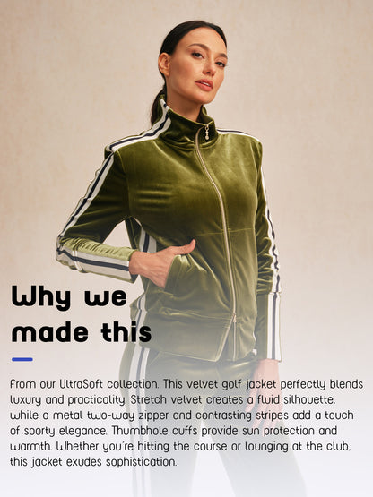 UltraSoft ベルベット長袖フルジップジャケット