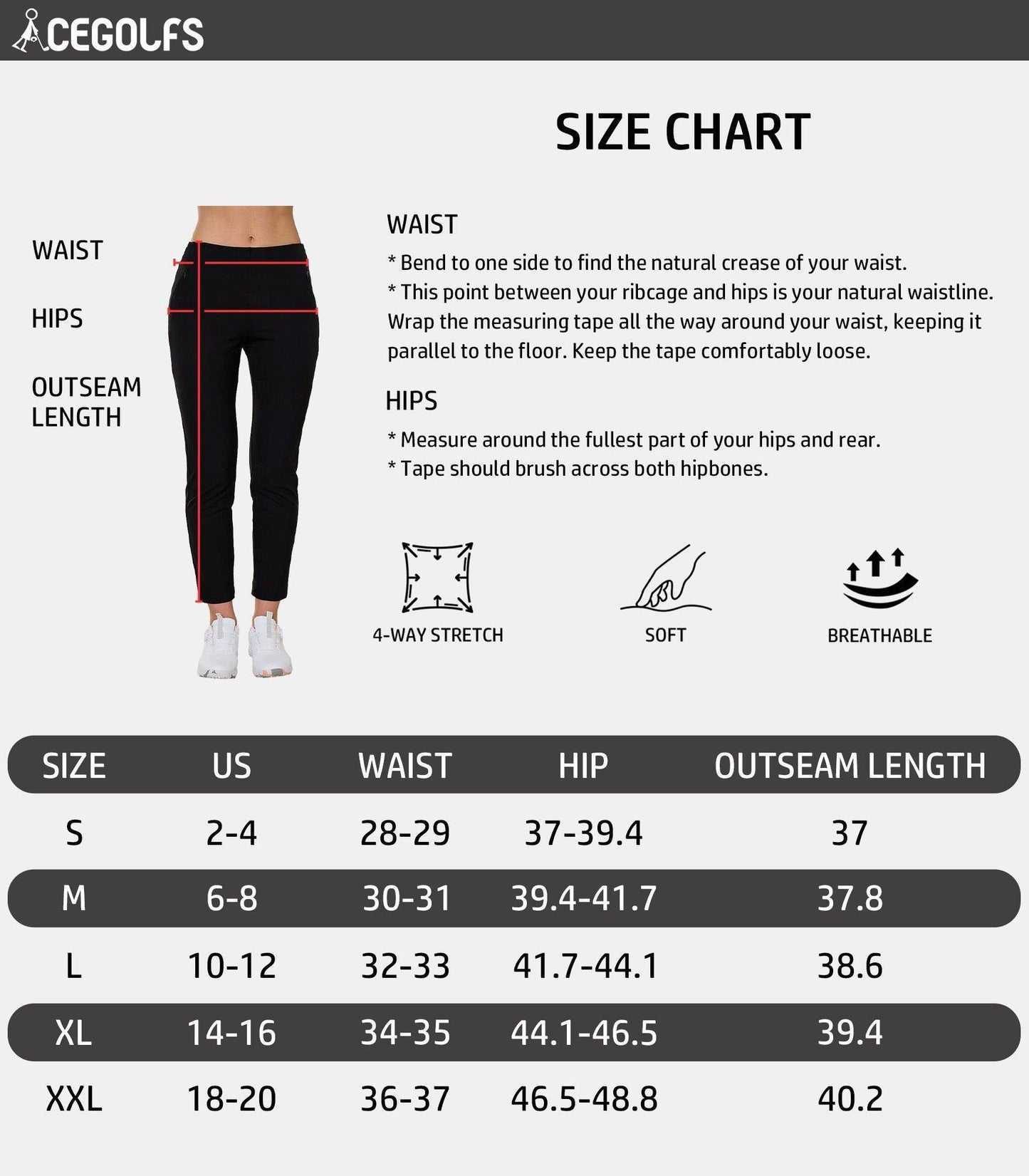 GLAMOUR 28 Inch Slim-Fit Stretch Enkelbroek UPF50+