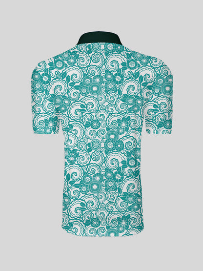 Botanical Energy Men's Ribbed Collar Polo Top UPF50+
