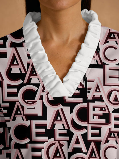 Not So Classic Long Sleeve Ruffle V-Neck Sweatshirt