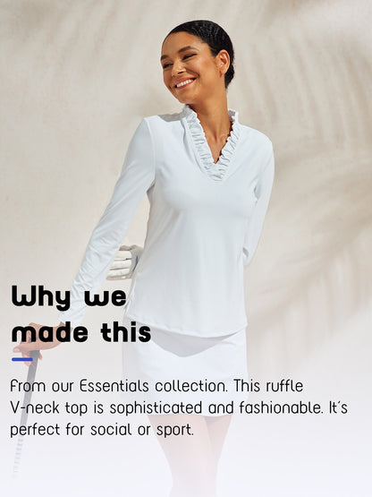 Meer Dan Basic Ruffle V-Hals Polo Top UPF50+