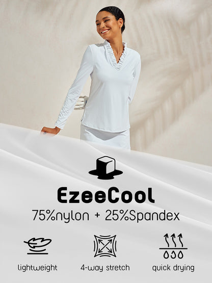 Meer Dan Basic Ruffle V-Hals Polo Top UPF50+