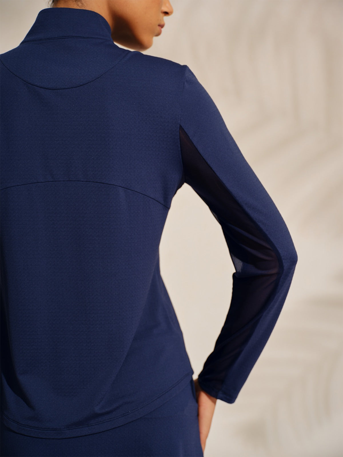 Maglia Premium a Maniche Lunghe con Collo Alto, Cerniera a Quarto, Tessuto a Rete, Protezione UPF50+