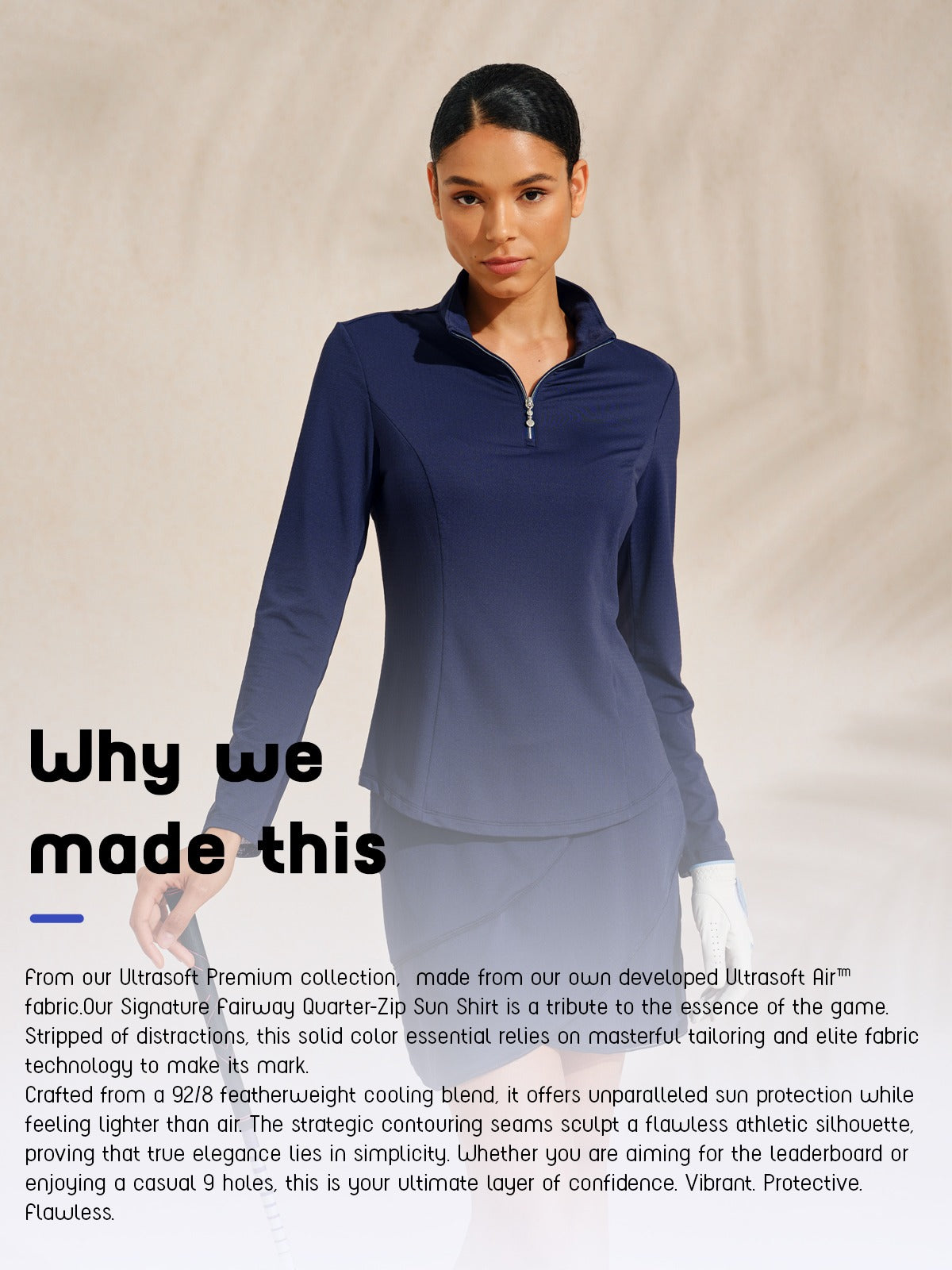 Maglia Premium a Maniche Lunghe con Collo Alto, Cerniera a Quarto, Tessuto a Rete, Protezione UPF50+