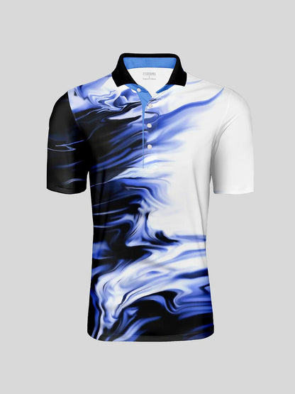 Inked Skins Men's Ribbed Collar Polo Top UPF50+