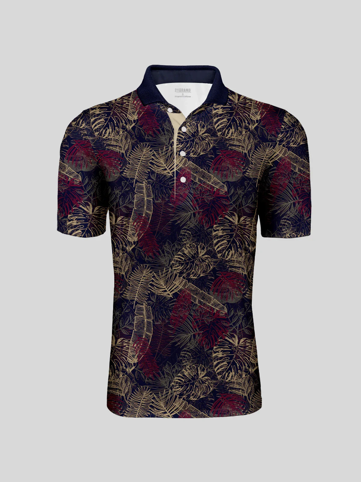 Hyped-up Tropical Men's Ribbed Collar Polo Top UPF50+