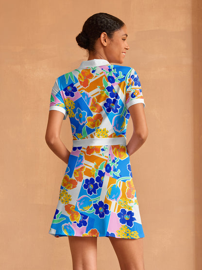 Hyped-up Tropical Short Sleeve A-Line 36.5 Inch Dress