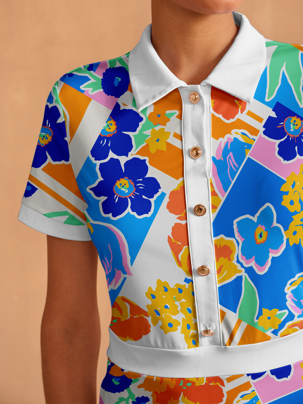 Hyped-up Tropical Short Sleeve A-Line 36.5 Inch Dress