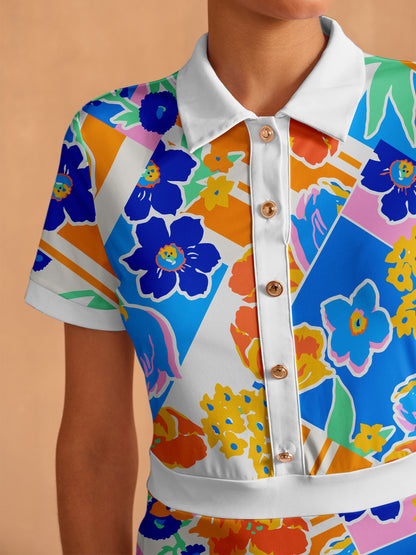 Hyped-up Tropical Short Sleeve A-Line 36.5 Inch Dress