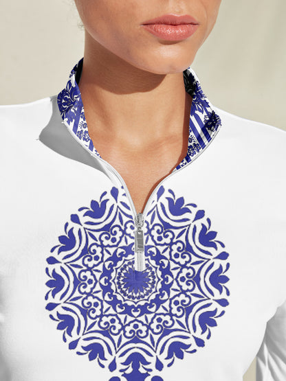 Pretty Feminine Silky Golf Shirt Quarterzip UPF50+