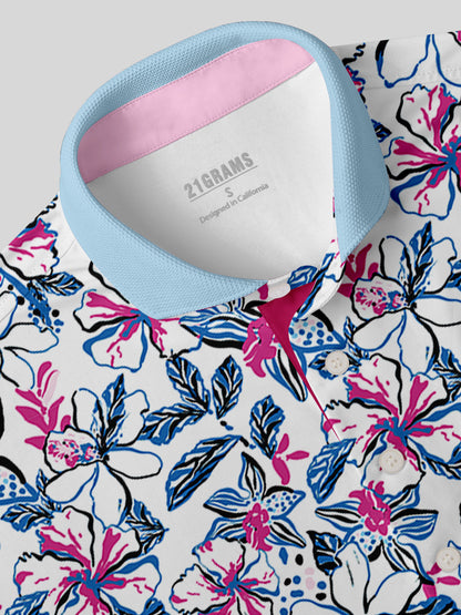 Botanical Energy Herren-Poloshirt mit Rippkragen, UPF50+