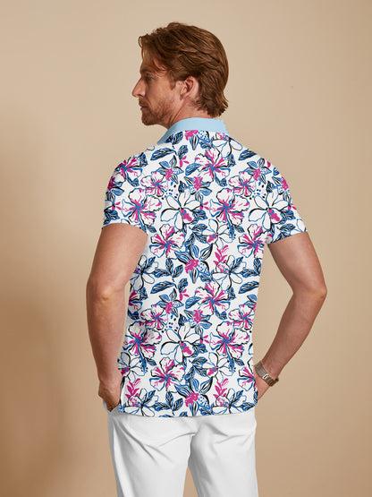 Botanical Energy Herren-Poloshirt mit Rippkragen, UPF50+