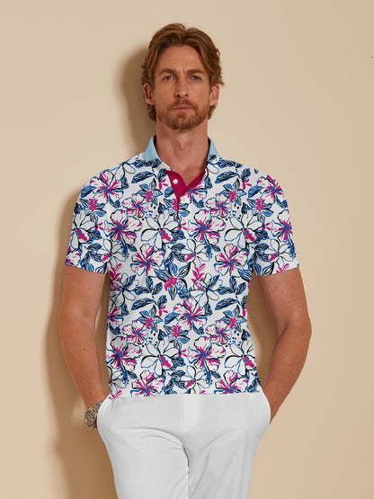 Botanical Energy Herren-Poloshirt mit Rippkragen, UPF50+