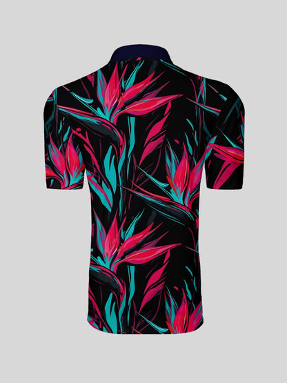 Botanical Energy Men's Ribbed Collar Polo Top UPF50+