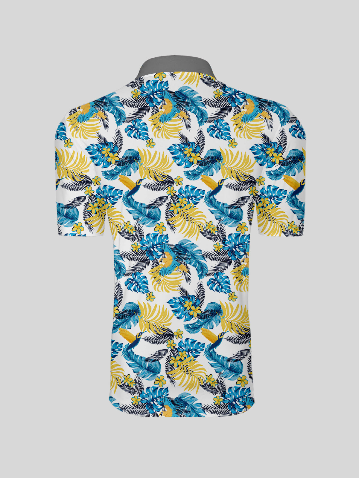 Hyped-up Tropical Men's Ribbed Collar Polo Top UPF50+