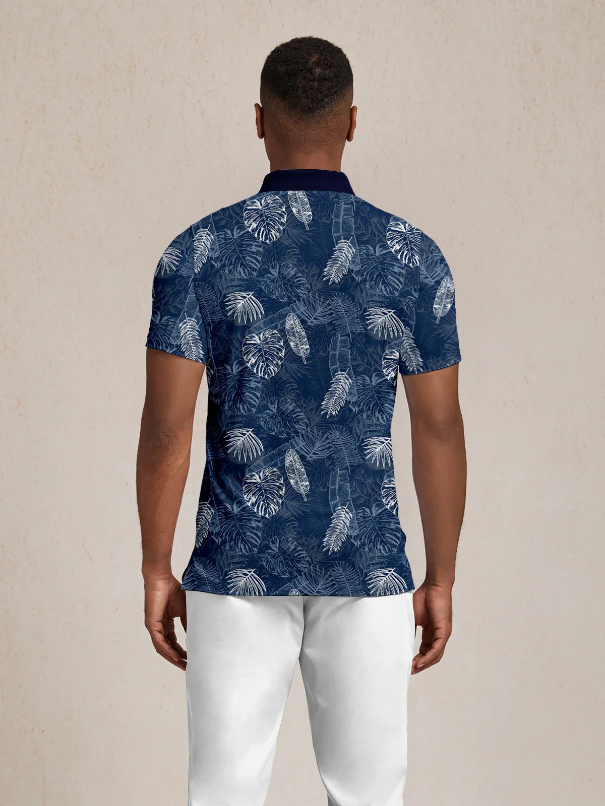Hyped-up Tropical Men's Ribbed Collar Polo Top UPF50+