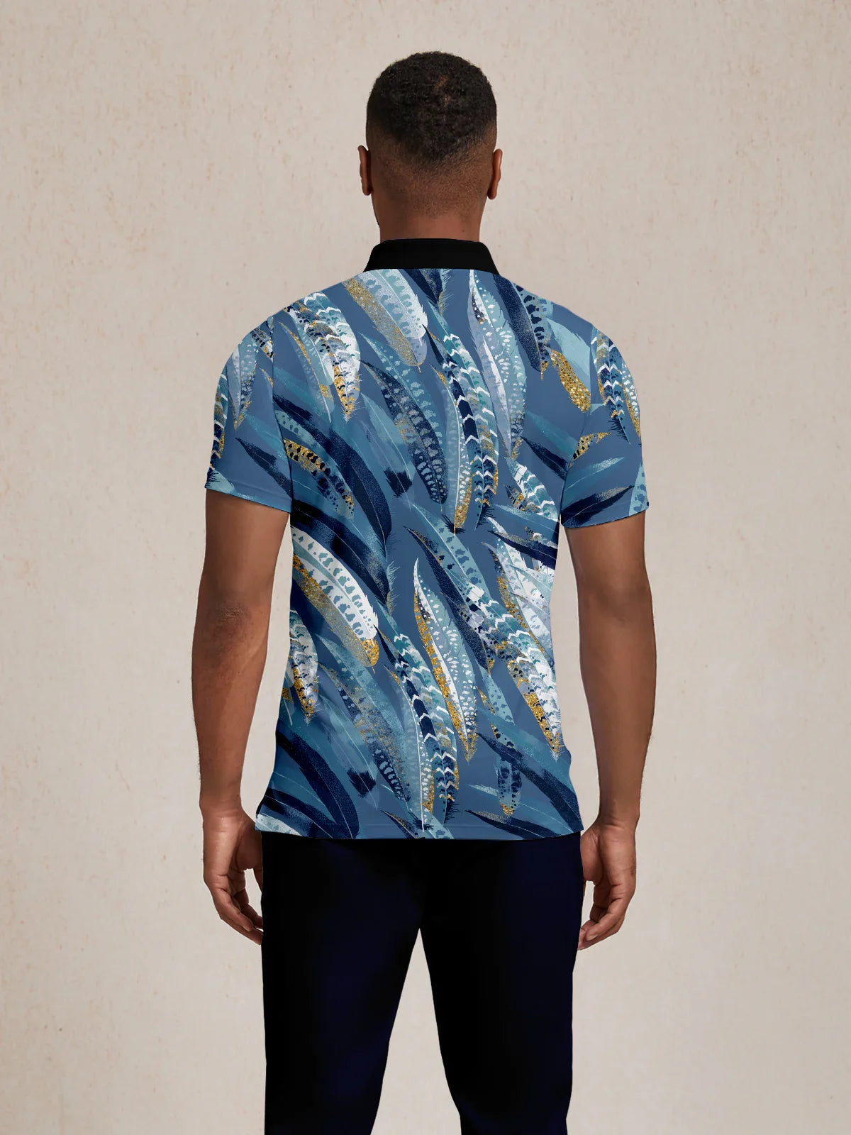 Wildlife Party Men's Ribbed Collar Polo Top UPF50+