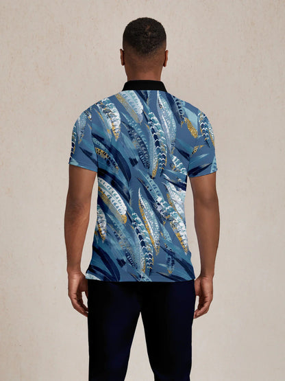 Wildlife Party Men's Ribbed Collar Polo Top UPF50+