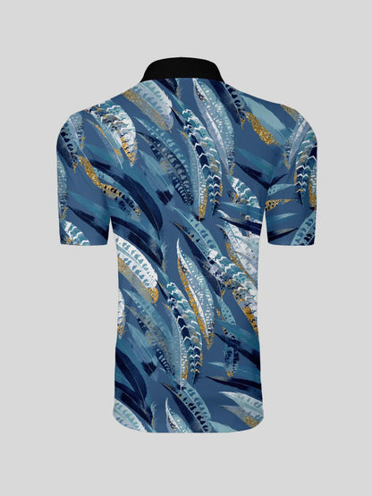 Wildlife Party Men's Ribbed Collar Polo Top UPF50+