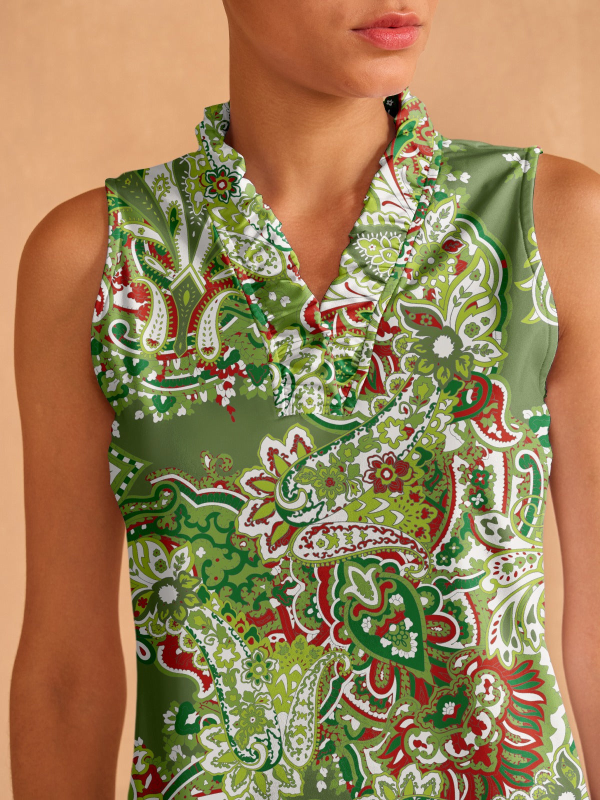 Pretty Feminine Ruffle V-Neck Tank Top UPF50+