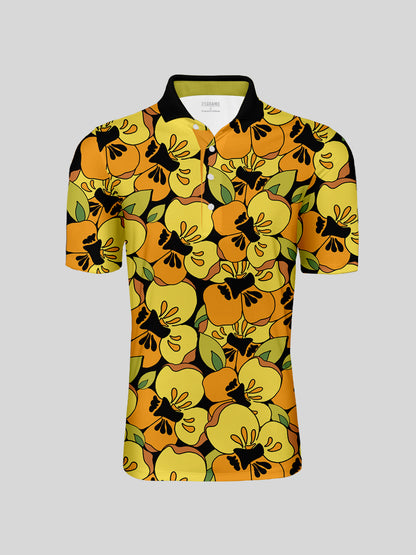 Botanical Energy Herren-Poloshirt mit Rippkragen, UPF50+