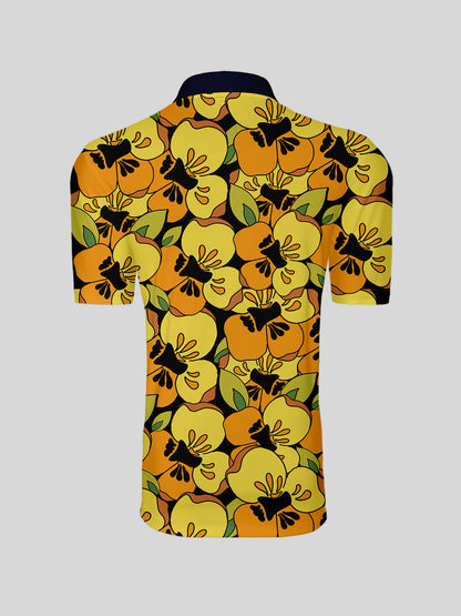 Botanical Energy Herren-Poloshirt mit Rippkragen, UPF50+