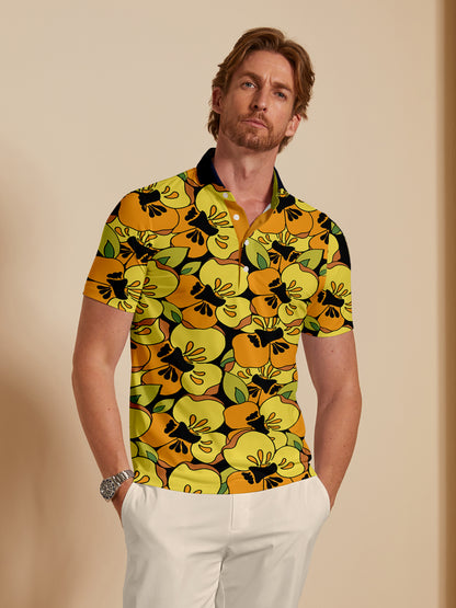 Botanical Energy Herren-Poloshirt mit Rippkragen, UPF50+