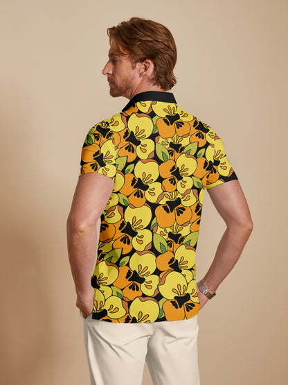 Botanical Energy Herren-Poloshirt mit Rippkragen, UPF50+