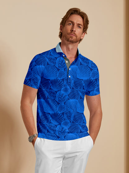 Botanical Energy Herren-Poloshirt mit Rippkragen, UPF50+