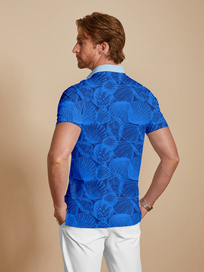Botanical Energy Herren-Poloshirt mit Rippkragen, UPF50+