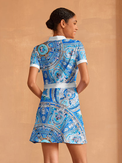 Bold Baroque Short Sleeve A-Line 36.5 Inch Dress