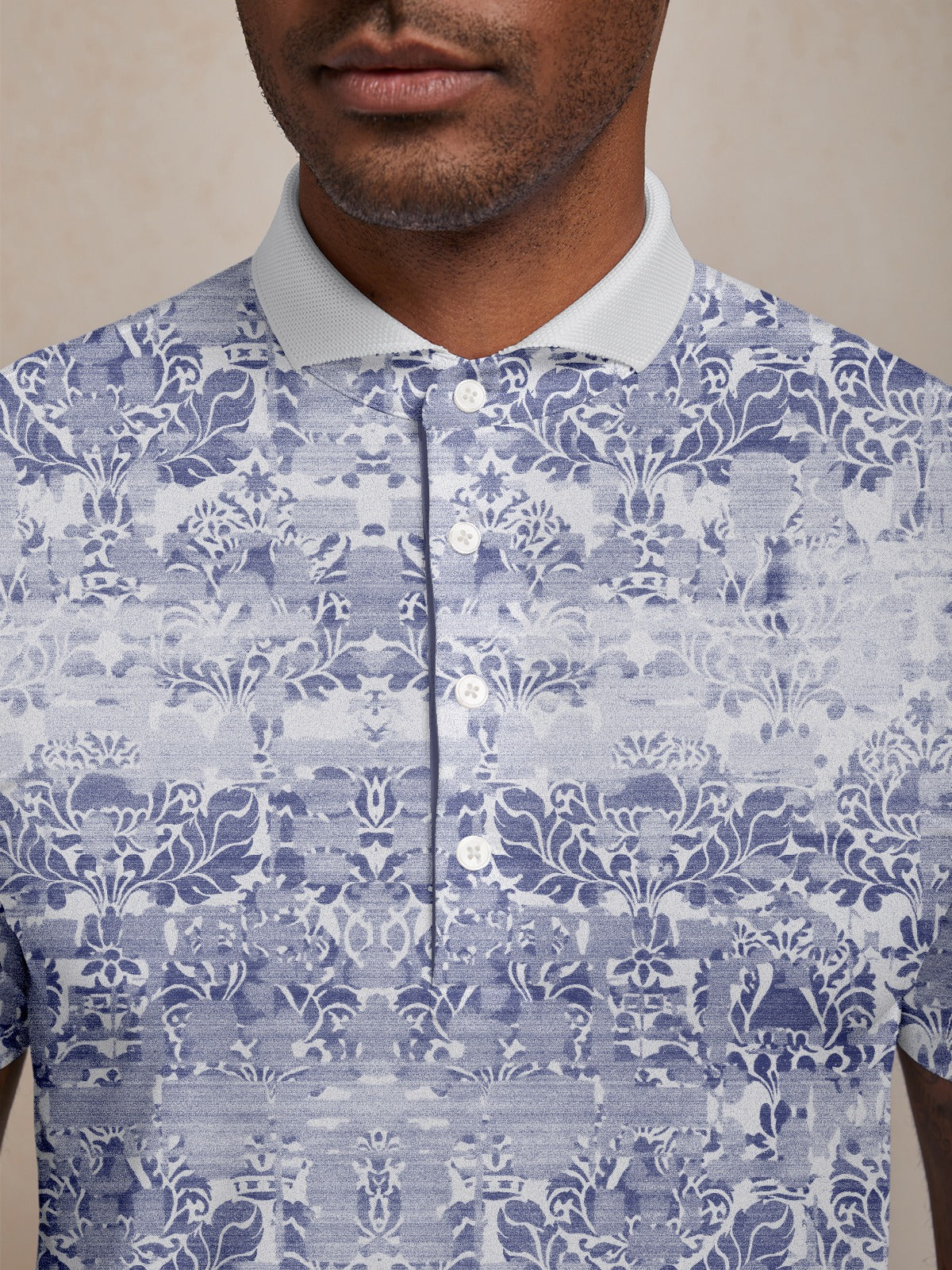 Hyped-up Tropical Men's Ribbed Collar Polo Top UPF50+