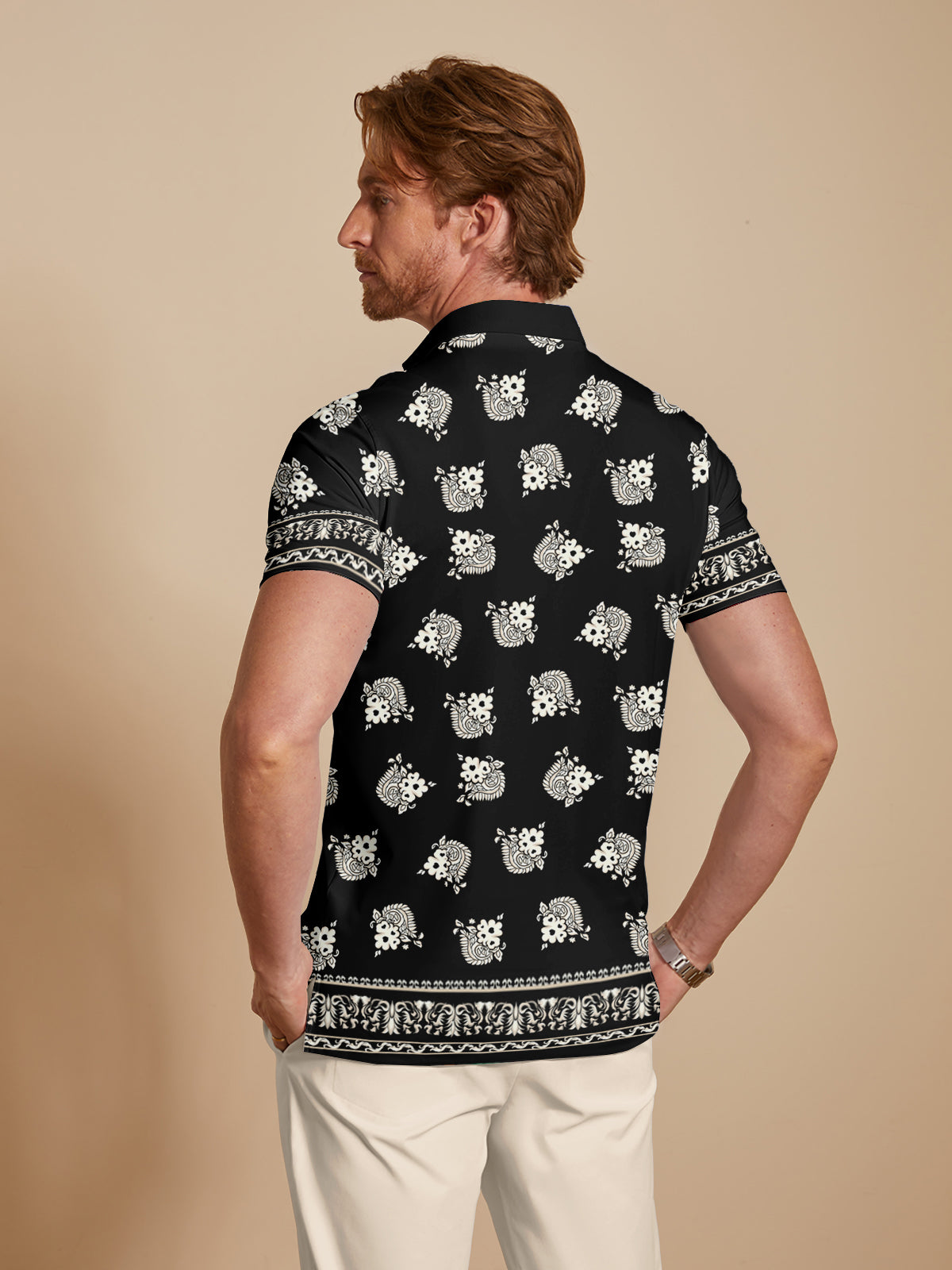 Botanical Energy Men's Ribbed Collar Polo Top UPF50+