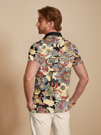 Botanical Energy Herren-Poloshirt mit Rippkragen, UPF50+