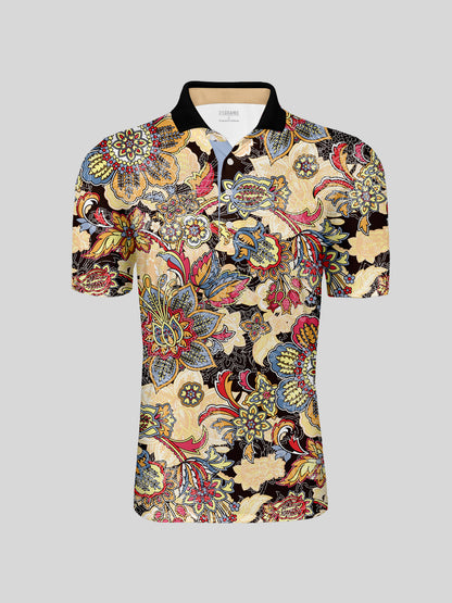 Botanical Energy Herren-Poloshirt mit Rippkragen, UPF50+