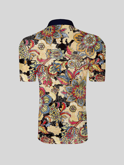 Botanical Energy Herren-Poloshirt mit Rippkragen, UPF50+