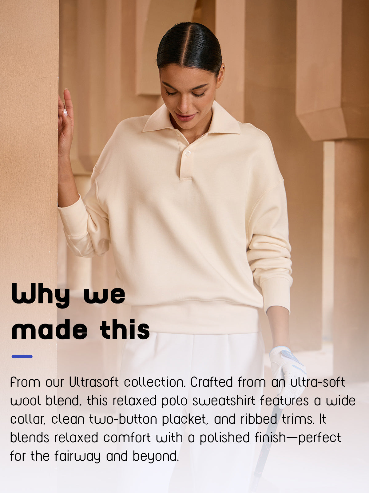 UltraSoft Wool Long Sleeve Collared Button Sweatshirt