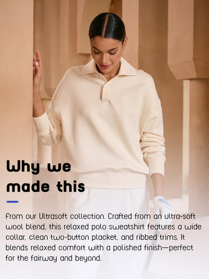 UltraSoft Wool Long Sleeve Collared Button Sweatshirt