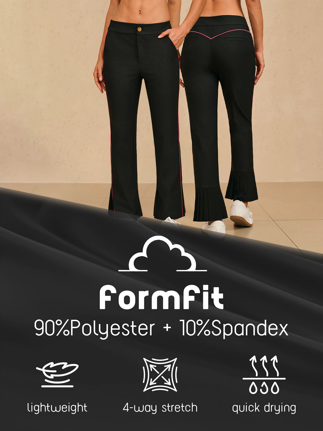 EAGLE 28 Inch Stretch Trimmed Pleated Ankle Pants