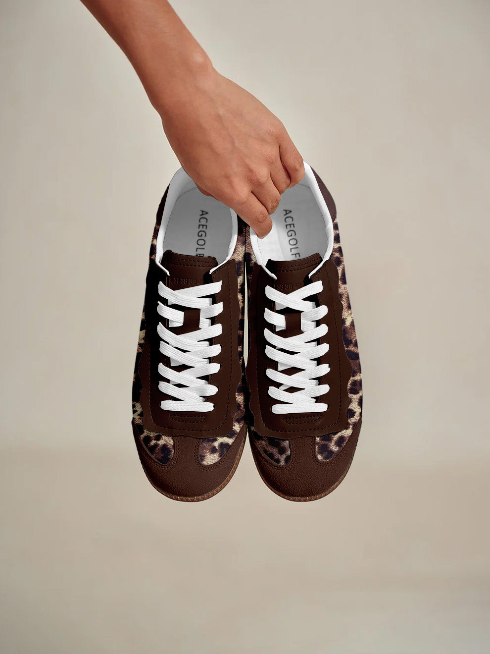 FitFlex レザー レトロ トレーナー スニーカー レディース