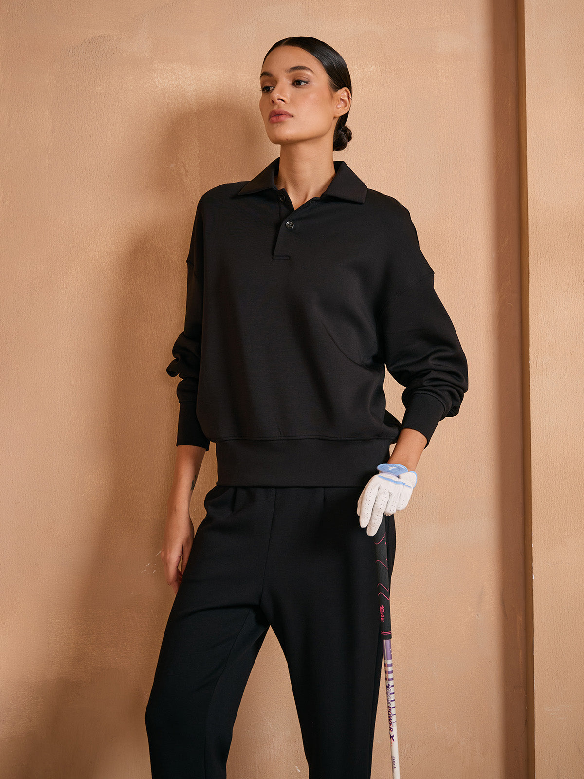 UltraSoft Wool Long Sleeve Collared Button Sweatshirt