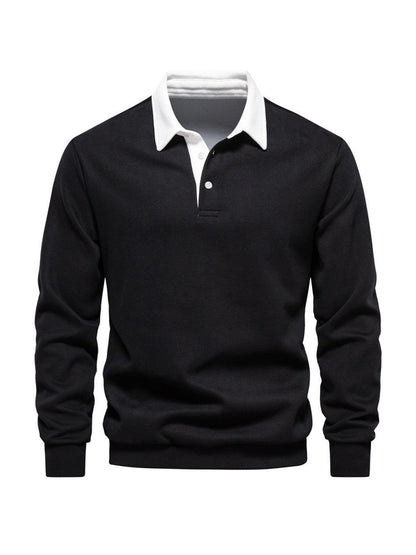 Bluza męska golfowa z kołnierzykiem i guzikami, ponad podstawową