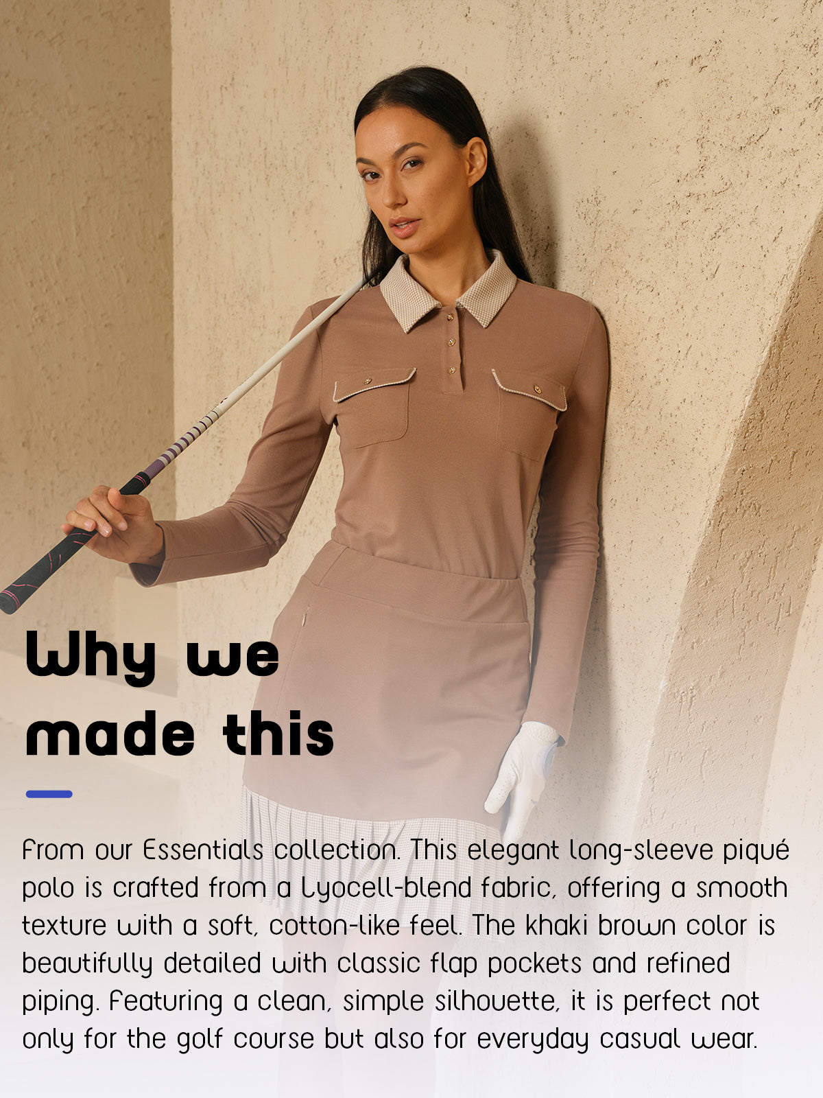 Crisp Couture Long Sleeve Pique Golf Shirt